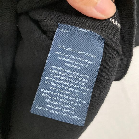 New Tommy Hilfiger Large Black White Polka Dot Crew Neck Light Knit Sweater - Picture 6 of 10